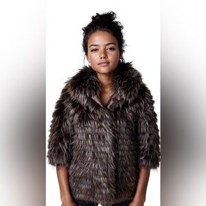 Lightweight & Fluffy • Mahogany dyed Fur Layers on Silk Jacket (Size 8)